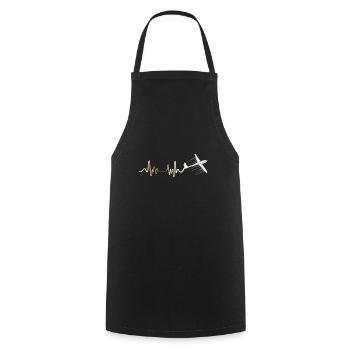 Gliding heartbeat heartline heart rate - Cooking Apron - black - Front - AI Model Male 185 dark (185cm)