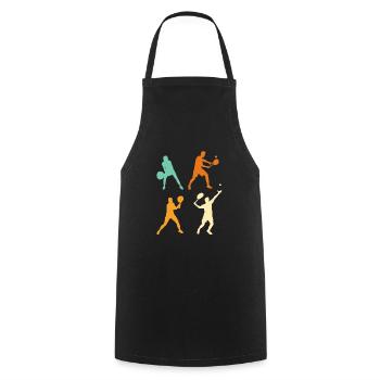 Cadeau de tennis silhouette tennis pour hommes - Tablier de cuisine - noir - Devant - AI Model Male 185 dark (185cm)