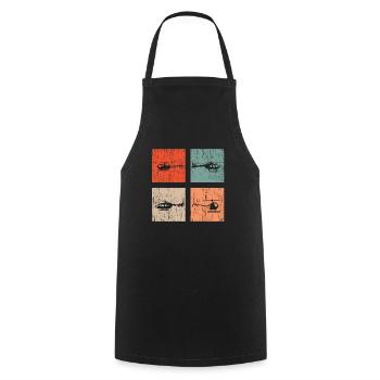 Helicopter Vintage - Cooking Apron - black - Front - AI Model Male 185 dark (185cm)