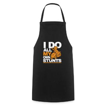 I Do All My Own Stunts Lawnmower Mower Gardener - Cooking Apron - black - Front - AI Model Male 185 dark (185cm)