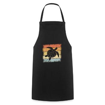 Turtles motif - Cooking Apron - black - Front - AI Model Male 185 dark (185cm)