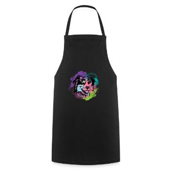 Dog Lover I Splash Art Miniature American Shepherd - Cooking Apron - black - Front - AI Model Male 185 dark (185cm)