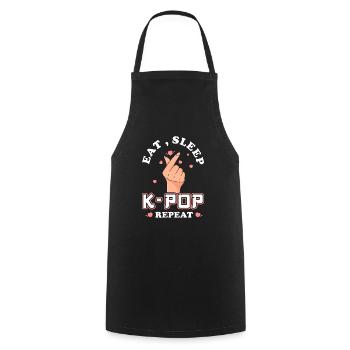 K-Pop Eat Sleep Kpop Repeat - Tablier de cuisine - noir - Devant - AI Model Male 185 dark (185cm)