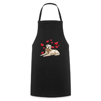 Labrador Retriever Dog with Plush Toy - Cooking Apron - black - Front - AI Model Male 185 dark (185cm)