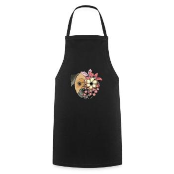 Border Terrier avec des fleurs - Tablier de cuisine - noir - Devant - AI Model Male 185 dark (185cm)