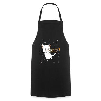 Chatte instrument de musique trompette - Tablier de cuisine - noir - Devant - AI Model Male 185 dark (185cm)