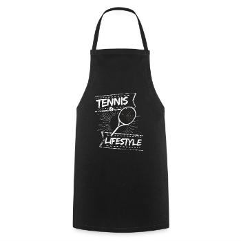 tennis / tennis / joueur de tennis / de tennis / de tennis - Tablier de cuisine - noir - Devant - AI Model Male 185 dark (185cm)