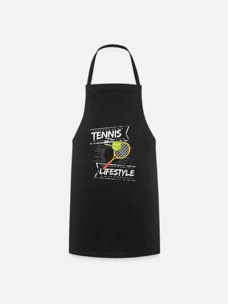 tennis / Tennis / Tennis spieler / Tennis Spielen - Kochschürze - Schwarz