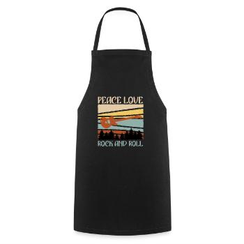 Vintage Gitarren Spruch Peace Love Rock n Roll - Kochschürze - Schwarz - Vorne - AI Model Male 185 dark (185cm)