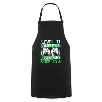 Kids Level 11 Years Gaming Birthday Gamer - Cooking Apron - black - Front - AI Model Male 185 dark (185cm)