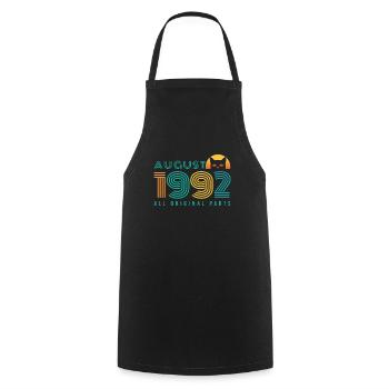 Né en Août 1992 Vintage cadeau - Tablier de cuisine - noir - Devant - AI Model Male 185 dark (185cm)