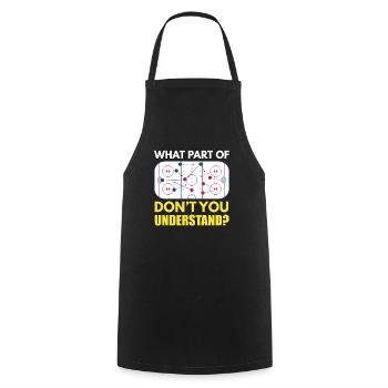 Entraîneur de hockey sur glace séance d’entraînement théorie - Tablier de cuisine - noir - Devant - AI Model Male 185 dark (185cm)