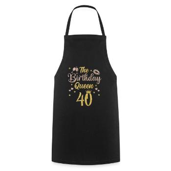 40th birthday Queen 40 years forty - Cooking Apron - black - Front - AI Model Male 185 dark (185cm)