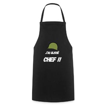 j ai glissé chef casque humour 7e compagnie - Tablier de cuisine - noir - Devant - AI Model Male 185 dark (185cm)