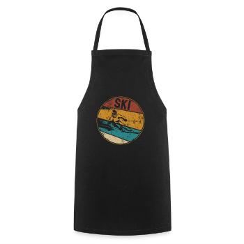 Ski Retro Vintage Skier Winter Sports Skiing - Cooking Apron - black - Front - AI Model Male 185 dark (185cm)