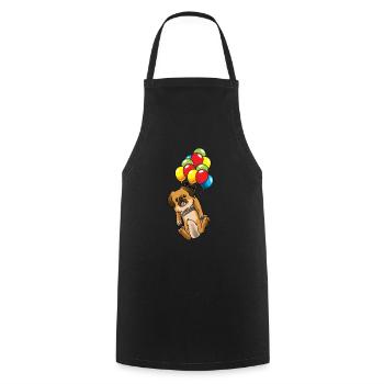 Tibet Spaniel Hund mit Luftballons lustig - Kochschürze - Schwarz - Vorne - AI Model Male 185 dark (185cm)