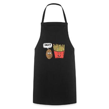 Papa Kartoffel Witz Pommes Frites Vegan - Kochschürze - Schwarz - Vorne - AI Model Male 185 dark (185cm)