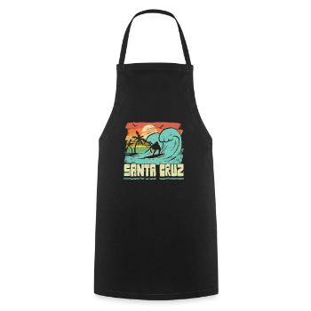 Vintage 70er 80er Retro Surfing Santa Cruz - Kochschürze - Schwarz - Vorne - AI Model Male 185 dark (185cm)
