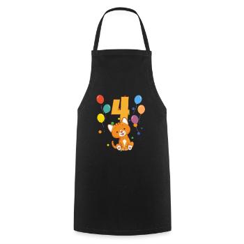 4 anniversaire anniversaire d’enfant 4 ans chat - Tablier de cuisine - noir - Devant - AI Model Male 185 dark (185cm)