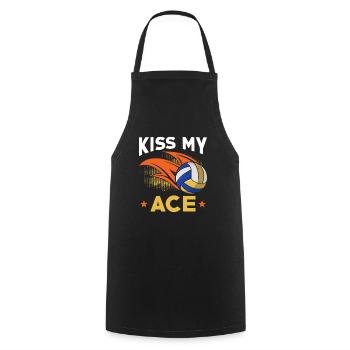 Volley-ball Kiss my Ace - Tablier de cuisine - noir - Devant - AI Model Male 185 dark (185cm)