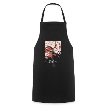 Sakura - Cooking Apron - black - Front - AI Model Male 185 dark (185cm)