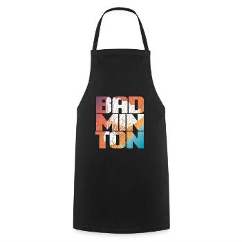 Colorful design badminton with badminton - Cooking Apron - black - Front - AI Model Male 185 dark (185cm)