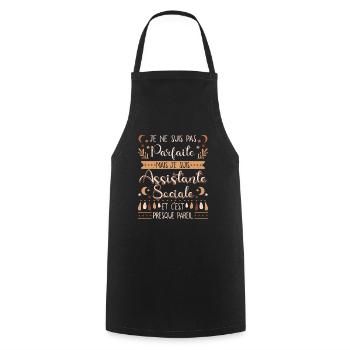 Assistante Sociale - Tablier de cuisine - noir - Devant - AI Model Male 185 dark (185cm)