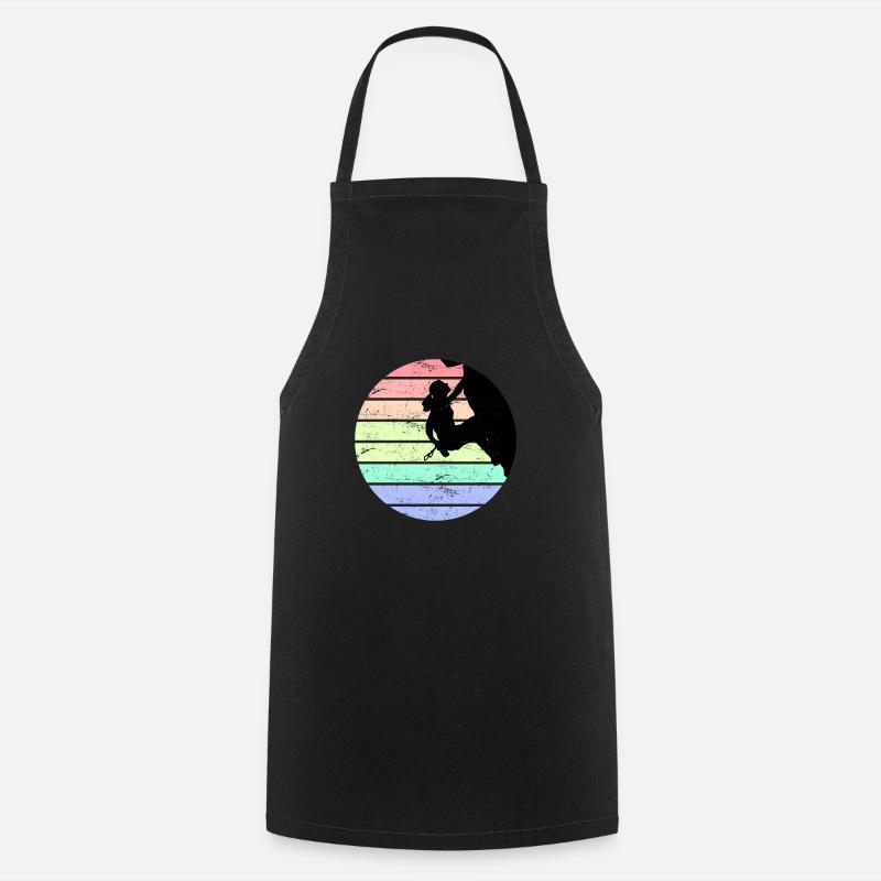 Rock Climbing Free Climbing Boulder Vintage - Cooking Apron - black