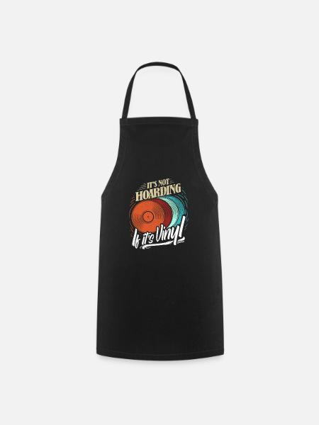 Vintage It's Not Hoarding If It's Vinyl Record - Cooking Apron - black