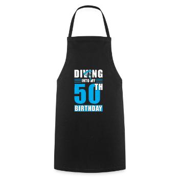 Parachutiste cadeau 50e anniversaire - Tablier de cuisine - noir - Devant - AI Model Male 185 dark (185cm)