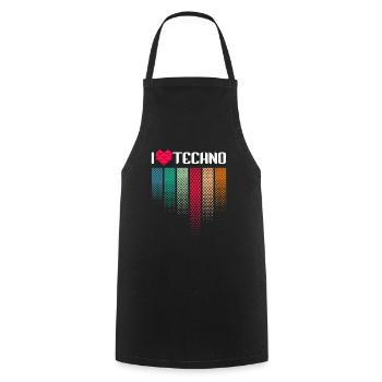 I Love Techno Musik Raver - Kochschürze - Schwarz - Vorne - AI Model Male 185 dark (185cm)
