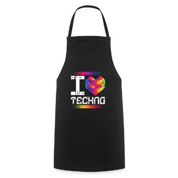 I Love Techno Musik Raver - Kochschürze - Schwarz - Vorne - AI Model Male 185 dark (185cm)