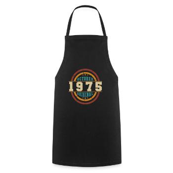 Né octobre 1975 Orginal Retro - Tablier de cuisine - noir - Devant - AI Model Male 185 dark (185cm)