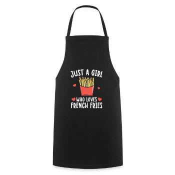 Juste A Girl Who Loves French Fries Frites - Tablier de cuisine - noir - Devant - AI Model Male 185 dark (185cm)