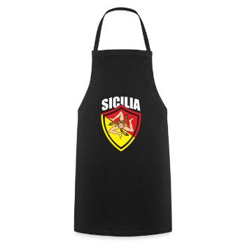 Italy Italia Sicilia Flag Sicily Palermo - Cooking Apron - black - Front - AI Model Male 185 dark (185cm)