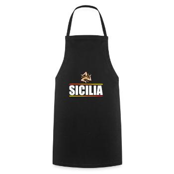 Italy Italia Sicilia Flag Sicily Palermo - Cooking Apron - black - Front - AI Model Male 185 dark (185cm)