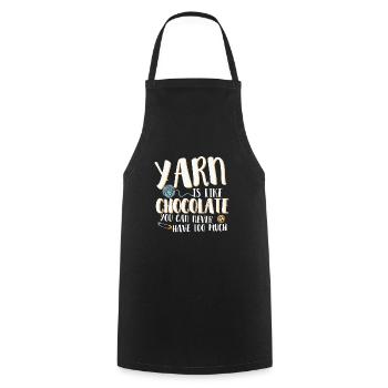 Le fil est comme le tricot au chocolat couture Crochet - Tablier de cuisine - noir - Devant - AI Model Male 185 dark (185cm)