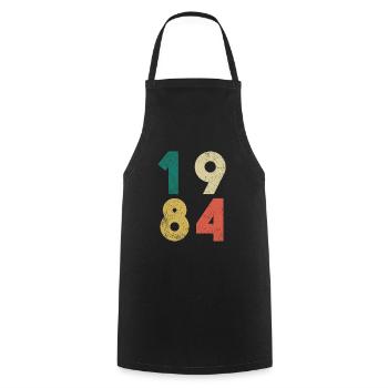 Vintage Anniversaire Rétro 1984 - Tablier de cuisine - noir - Devant - AI Model Male 185 dark (185cm)