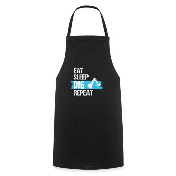 Eat Sleep Dig Repeat, Backhoe Excavator Dig, Back - Cooking Apron - black - Front - AI Model Male 185 dark (185cm)