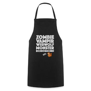 Eichhörnchen, Halloween Zombie Werwolf Monster - Kochschürze - Schwarz - Vorne - AI Model Male 185 dark (185cm)