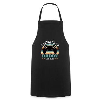 Vintage Papa 2022 Saying Leveled up to Daddy - Cooking Apron - black - Front - AI Model Male 185 dark (185cm)