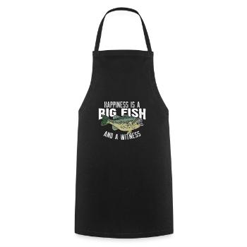 Happiness is a big fish and a witness - Cooking Apron - black - Front - AI Model Male 185 dark (185cm)