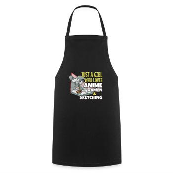 Anime - Cooking Apron - black - Front - AI Model Male 185 dark (185cm)