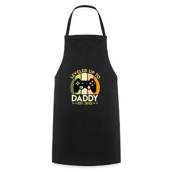 Leveled up to Daddy 2022 werdender Papa 2022 - Kochschürze - Schwarz - Vorne - AI Model Male 185 dark (185cm)