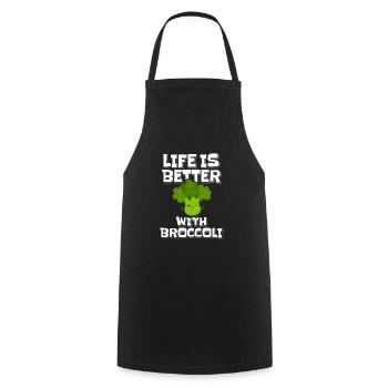 Brocolis - Tablier de cuisine - noir - Devant - AI Model Male 185 dark (185cm)