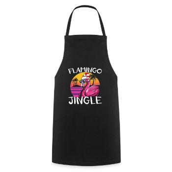 Flamingo Jingle Jour de Noël Flamant rose Noël - Tablier de cuisine - noir - Devant - AI Model Male 185 dark (185cm)