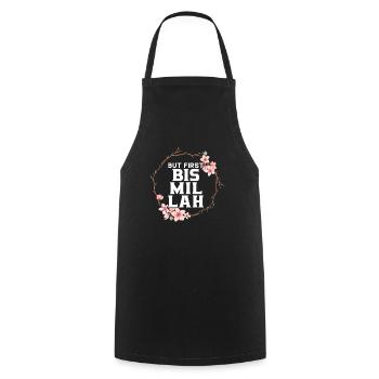 But First Bismillah Allah Proud Muslim Islam Quran - Cooking Apron - black - Front - AI Model Male 185 dark (185cm)