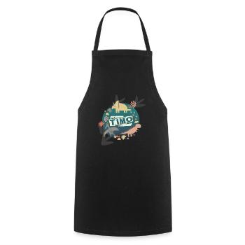 Timo - Beau nom de garçon avec des dinosaures cool - Tablier de cuisine - noir - Devant - AI Model Male 185 dark (185cm)