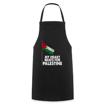 Mon cœur bat pour la Palestine Cadeau amusant - Tablier de cuisine - noir - Devant - AI Model Male 185 dark (185cm)