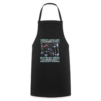 Endoscopy Nurse Gifts for Rn Krank - Cooking Apron - black - Front - AI Model Male 185 dark (185cm)